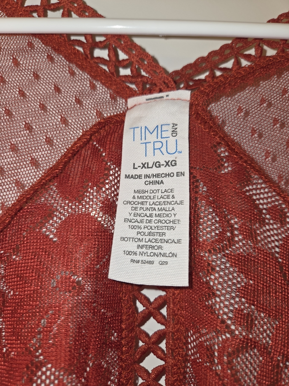 Time and Tru Rust Red Sheer Lace Duster - Picture 3 of 5